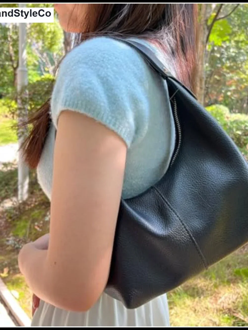 PU Leather Hobo Shoulder Bag Zipper Closure Top Handle Tote Clutch